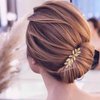 Yheakne Boho Leaf Hair Comb Gold Wedding Comb Metal Bridal Headpieces Bride Side Comb Branch Leaf Hair Piece Wedding Headpieces Bride Hair Accessories for Bride and and Bridesmaids (Gold A)