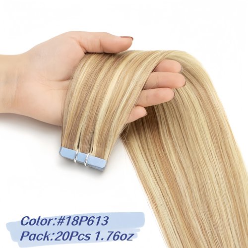 Czrleaty Tape In Hair Extensions Human Hair 14 Inch Mixed Blonde Tape In Hair Extensions Human Hair Seamless Tape In Human Hair Extensions Straight Extensiones de Cabello Humano 20pcs 50g