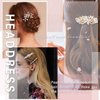 Zeshimb Crystal Hair Clip Barrette Gold Bow Rhinestone Hair Barrette Clip Bling Bridal Headpieces Bride Head Clip Headwear Decorative Hair Accessories for Women and Girls ( Champagne )
