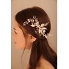 BERYUAN Women Gold Leaf Pearls Crystal Flowers Hair Comb Gold Leaf Flowers Wedding Head Piece Gold Bridal Hair Accessory for Wedding Women and Girls