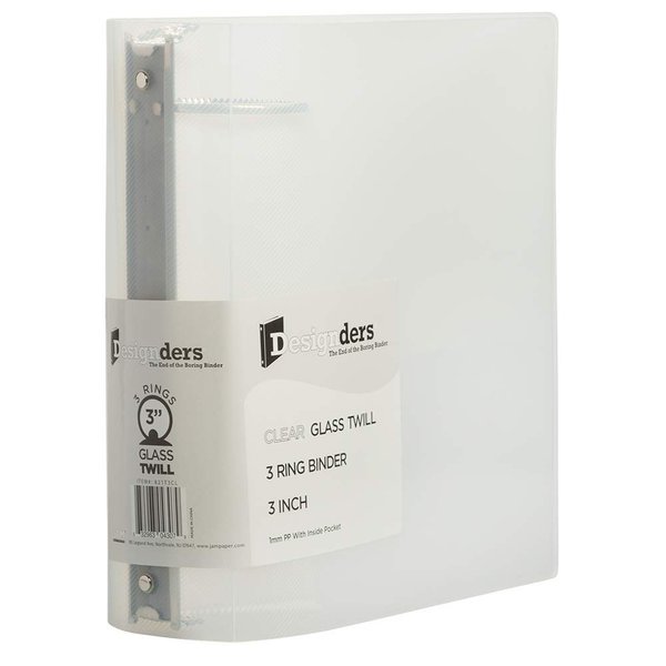 JAM PAPER Plastic 3 inch Binder - Clear 3 Ring Binder - Sold Individually