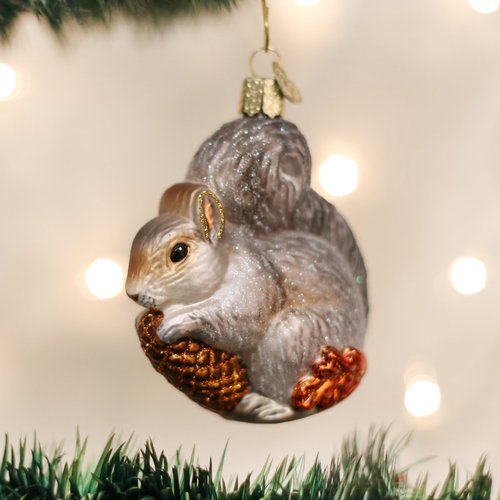 Old World Christmas Ornaments: Wildlife Animals Glass Blown Ornaments for Christmas Tree, Hungry Squirrel
