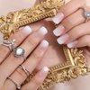 Chicque Ombre Short Press on Nail Atificial Fake Nails Glossy Square Ballerina False Nail Party Stick on Nail for Women and Girls(White)