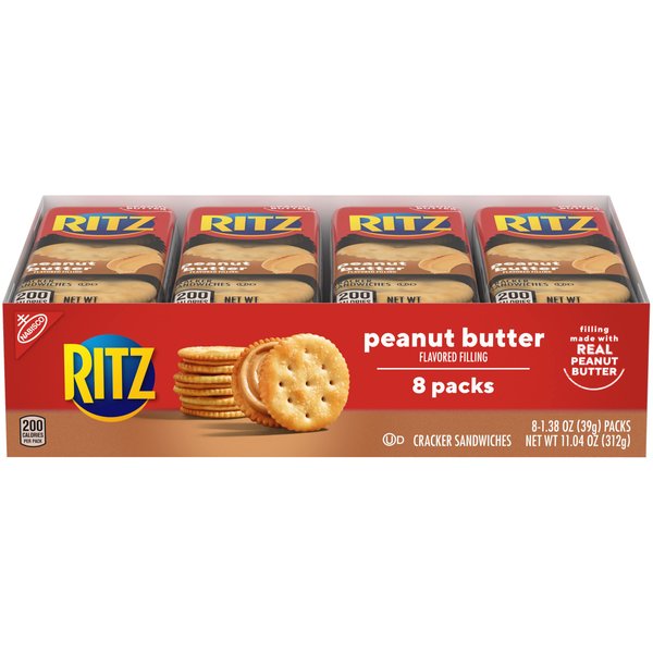 RITZ Peanut Butter Sandwich Crackers, 8 Snack Packs (6 Crackers Per Pack)