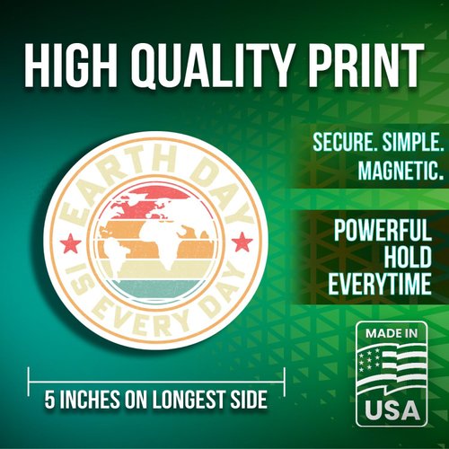 Earth Day Magnets - Eco-Friendly Home Decoration - Globe Design - Inspirational Magnets - Environmental Awareness Magnets - Set of 2-2 Pack - 5" On Longest Side - Made in USA - PLDFMAG3753