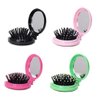 LOUISE MAELYS 4pcs Round Folding Pocket Hair Brush Mini Hair Comb with Makeup Mirror for Travel Candy Color