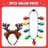 JOYIN 2PCS Christmas LED Necklace and Reindeer Headband, Light Up Christmas Necklace with 9 Bulbs, Christmas Headwear Christmas and Holiday Parties Xmas Costume Accessories Christmas Party Favors.