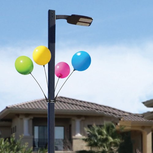 Balloon Bobber - Weatherproof Reusable Seamed Balloon 4-Pack Light Pole Kit - Helium Free Plastic Outdoor Balloons