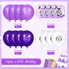 65th Purple Birthday Balloons Decorations, 16PCS Purple White Happy 65th Birthday Confetti Latex Balloons for Women Men 65th Birthday Party Wedding Anniversary Indoor Outdoor Party Supplies,12 Inch