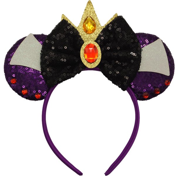 Viwind Bow Ear Headbands for Women, Glittrt Evil Queen Mouse Ear Headbands for Adult