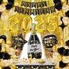 New Years Eve Party Supplies 2025, Happy New Year Decorations 2025 Kit, Gold and Black Balloons Supplies with 2025 Foil Balloons Happy New Year Banner Gold Fringe Curtains Backdrop for NYE Decorations