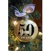 50th Wedding Anniversary Christmas Ornament, Fifty Years as Mr & Mrs, Gift for Married Couple, Golden Anniversary Keepsake, Traditional Glitter Bauble with White Organza Ribbon Bow (50th Anniversary)