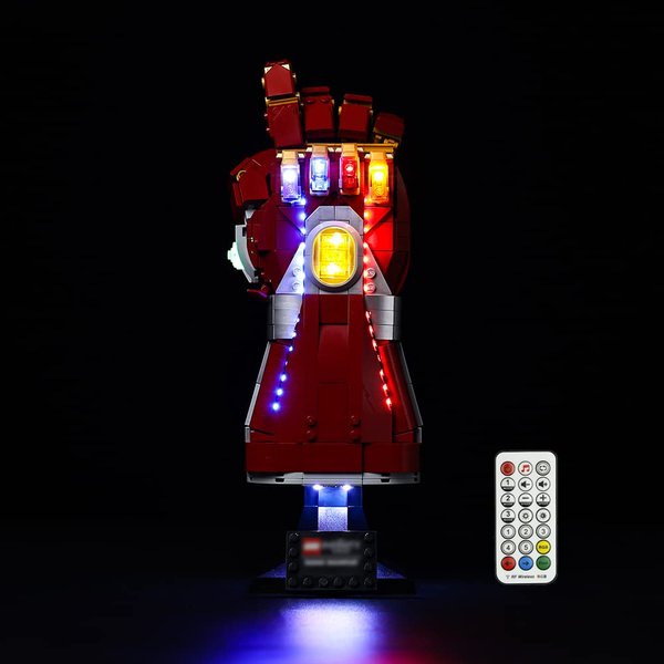 Kyglaring LED Lighting Kit Designed for Lego Nano Gauntlet 76223 (No Model) and Lights Set Compatible with Replica Iron Man Gauntlet Model Building Set - Without Lego Set (RC Version)