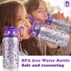 Gift for Girls, Decorate Your Own Water Bottle, Girls Water Bottles for School, Kids Water Bottle, Jewel Stickers for Kids Crafts, Stickers for Kids, Christmas Gifts for Girls Age 6 7 8 9 10（Purple）