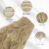FESHFEN Clip in Hair Extensions 4 PCS Long Wavy Curly Thick Full Head Clip in Hairpieces Synthetic Natural Clip Hair Extension for Women, Dark Ash Blonde Mixed Bleach Blonde 20 inch