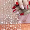 8 Sheets Heart Nail Stickers - White Love Nail Decals, Heart Nail Art Stickers for Valentine's Day 3D Self-Adhesive Designs Simple Stylish French Heart Nail Charms for Women Girls DIY Nail Decoration