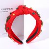 Christmas Headband for Women Holiday Christmas Accessories Beaded Xmas Bow Tree Snowflake HOHOHO Knotted Headband Red Green Crystal Pearl Top Knot Headband Festive Holiday Gifts (Xmas Tree 1)