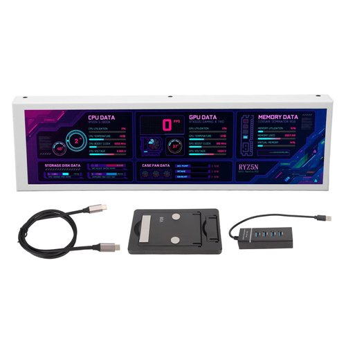 Computer Temp Monitor, 8.8 Inch USB C Mini Screen, AIDA64 PC Temperature Display, CPU GPU SSD Data Monitor, PC Sensor Panel for Desktop Gaming (White)