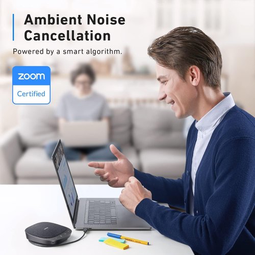 Anker PowerConf S330 USB Speakerphone, Conference Microphone for Home Office, Smart Voice Enhancement, Plug and Play, 360° Voice Coverage, Powerful Sound, Desktop PC Speaker, Online Meetings