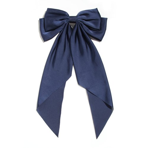 Women Big Bow Barrettes Girl's Satin Hairclips Long Ribbon Hair Pins for Party, Bow Hair Clips for Women, Navy Hair Bow, Hair Accessories for Girls, Bows for Girls, Bowknot Hairpin with Long Tail