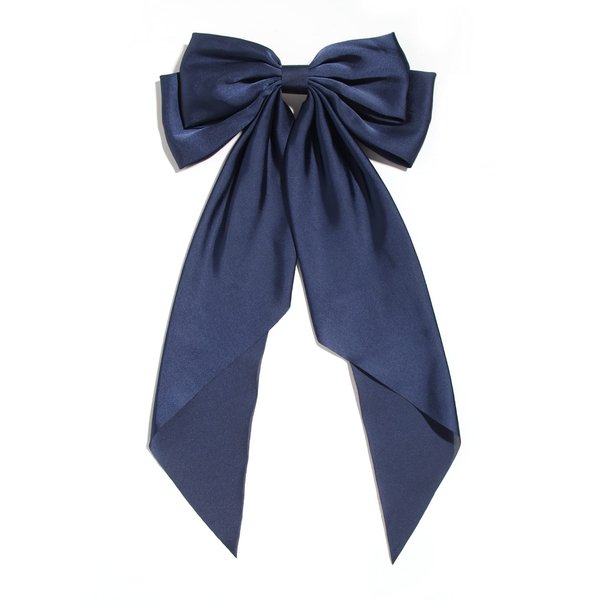 Women Big Bow Barrettes Girl's Satin Hairclips Long Ribbon Hair Pins for Party, Bow Hair Clips for Women, Navy Hair Bow, Hair Accessories for Girls, Bows for Girls, Bowknot Hairpin with Long Tail