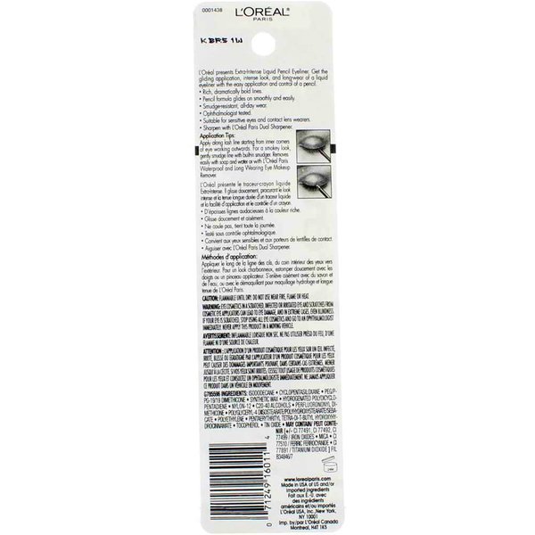 L'Oreal Extra-Intense Liquid Pencil Eyeliner, Black [798] 0.03 oz (Pack of 3)