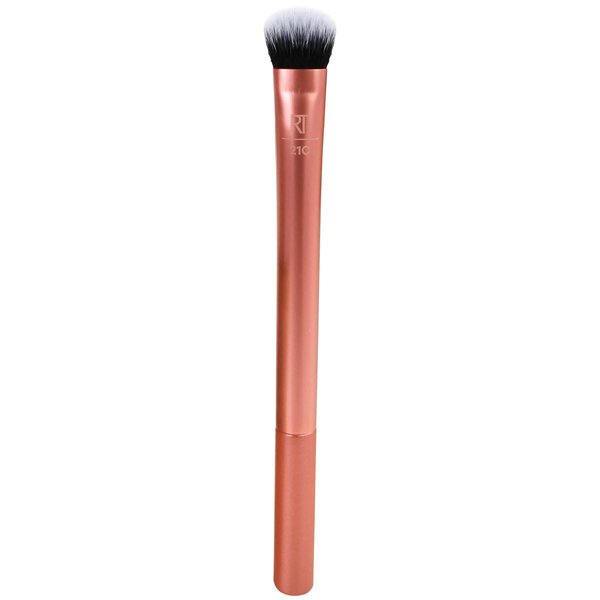 Real Techniques Expert Concealer Brush, Ultra Plush Custom Cut Synthetic Taklon Bristles & Extended Aluminum Ferrules, Uniquely Shaped Brush Head, For Even Coverage, Orange Face Brush, 1 Count