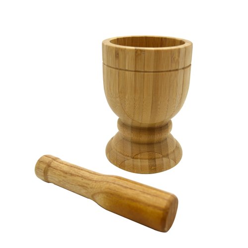 IMUSA USA Bamboo Mortar and Pestle, Small, Natural