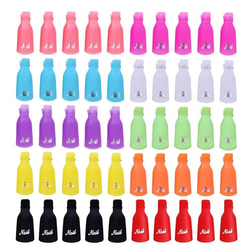Nail Polish Remover Clips, 100 Pcs Acrylic Nail Clips Caps for Remover Cleaner Clip Caps Tool IRCHLYN (10 Colors)