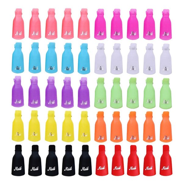 Nail Polish Remover Clips, 100 Pcs Acrylic Nail Clips Caps for Remover Cleaner Clip Caps Tool IRCHLYN (10 Colors)