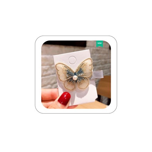 Lace Butterfly Hair Clips Embroidery Flower Pins Pearl Glitter Cute Elegant Lace Bows Hair Pins Mini Embroidery Barrettes Hair Accessory for Girls Teens Women (Yellow)