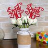 12 PCS Sweet 16 Centerpiece Sticks Double Sided Glitter Happy 16th Birthday Cake Toppers Number 16 Centerpieces for Tables Flower Topper Decorations 16th Birthday Party Centerpiece Supplies Red