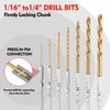 WORKPRO 9-Piece 1/4" Hex Shank Drill Bit Set, Titanium Plating HSS Drill Bits from 1/16" to 3/8" for Metal, Steel, Wood, PVC, Quick Change Design