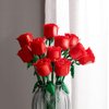 3 Pack - Rose Flower Bouquet Building Block Set for Adults, Mini Flowers Blcoks Building Kits Table Centerpiece Gift for Women, Not Compatible with Logo Botanical Collection (Red)