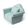 Dollhouse Couch Miniature Furniture Sofa with Pillows for Living Room Desktop Decoration Fabric Sofa Mini Home Scene Accessories Ornament (Single Sofa, Green)