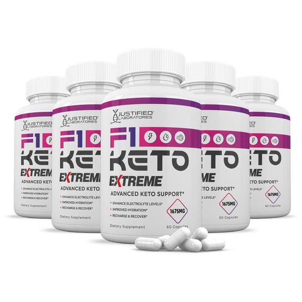 (5 Pack) F1 Keto Extreme Pills 1675MG New & Improved Formula Contains Apple Cider Vinegar Extra Virgin Olive Oil Powder Green Tea Leaf 300 Capsules