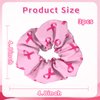 Pink Ribbon Hair Ties Hair Scrunchies for Women Adorable Pink White Black Ribbon Bow Scrunchies for Thick Hair Elastic Scrunchies for Girls