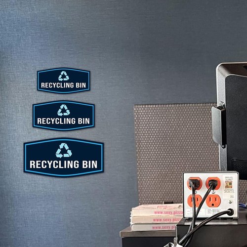 Fancy Plus Recycling Bin Wall or Door Sign Easy Installation | Eco-Friendly Green Awareness -Small