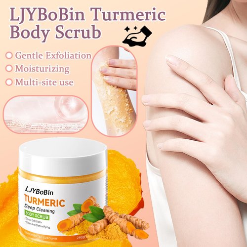 LJYBoBin Turmeric Body Scrub,Deep Cleansing Handmade Exfoliating Body Scrub,Moisturizing Skin Turmeric Face Body Scrub Exfoliator for All Skin Types