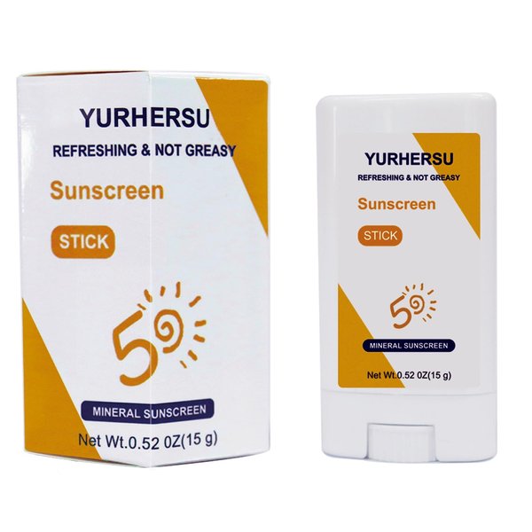 Mineral Sunscreen Stick, SPF 50+, Water-Resistant, Titanium Dioxide, Broad Spectrum UVA/UVB Protection, Oxybenzone Free, for Adults Face Body, with Natural Extracts, Hands-Free Application, 0.52oz