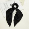 Black Yellow Scarf Scrunchies for Hair Ribbon Ties Bow Scrunchies with tail, Stripe Plaid Elastic Hair Scarf Black Hair Ties Bands Long Ponytail Scrunchies for Women (black yellow)