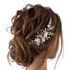 JAKAWIN Bride Wedding Hair Comb Pearl Flower Hair Piece Rhinestone Bridal Hair Accessories for Women HC034 (Silver)