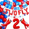 Two Fly Birthday Party Decoration Two fly for little guy Birthday Balloons Time Flies Birthday Decoration Airplane Birthday Party Decoration Airplane Birthday Banner (red)
