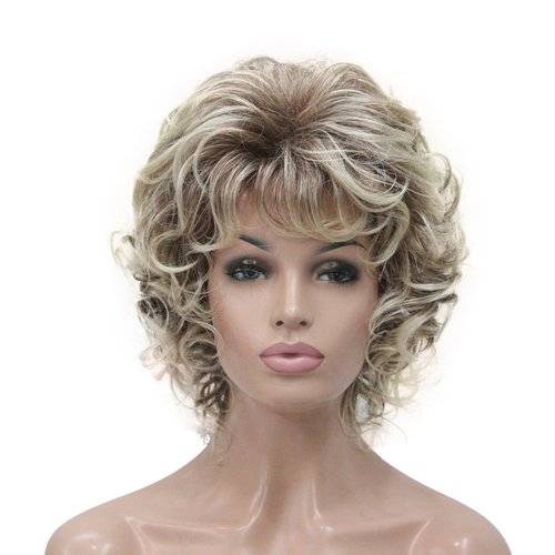 Lydell Women's Short Soft Super Curly Wig Layered Natural Movement Synthetic Wigs (30T613)