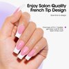 Gellen Pink Press on Nails Kit - Long Square French Tips Press on Nails 240pcs Soft Gel Nails, Include Gel Glue, Base Gel, Top Coat, Nail Lamp Nail Extension Kit