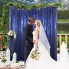 AMZLOKAE Sequin Backdrop Curtain Navy Blue 4FTx7FT Shimmer Curtain Panel Photography Backdrop Sequin Baby Shower Curtain Glitter Backdrop for Wedding Backdrop Sparkle Payette Sequin Backdrop