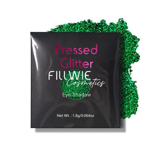 Fillwie Glitter Eyeshadow Tin Palette - Chunky High Pigmented Hot Pink Sparkle eyeshadow, Waterproof Metallic Face Glitter, Vegan Cruelty-Free Beauty (Green#1)