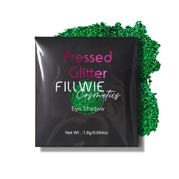 Fillwie Glitter Eyeshadow Tin Palette - Chunky High Pigmented Hot Pink Sparkle eyeshadow, Waterproof Metallic Face Glitter, Vegan Cruelty-Free Beauty (Green#1)