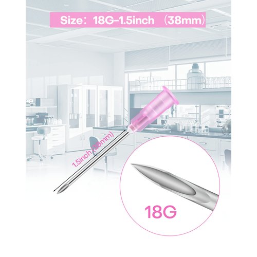 18 Gauge Needles 1.5 Inch Dispensing Needle, 100 Pack Luer Lock Individually Sealed Wrapped, Labs Tools Accessories for Scientific, Measuring and Refilling, Industrial Dispensing Accessories