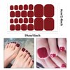 WOKOTO 20 Sheets Toenails Nail Polish Stickers Full Nail Wraps for Women Red Nail Art Sticker Self Adhesive Nail Gel Stickers for Toes Nail Color Strips with Nail File Nail Polish Wraps for Toenails